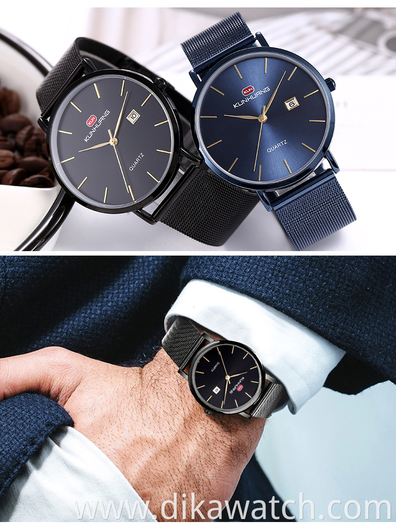 2019 KH Classic Men's Watch Slim Calendar Waterproof Watch Quartz Student Shaking Gift WristWatch 1004